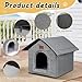 DAJASD Katzenhaus Outdoor Winterfest, Katzenhöhle, Hundehöhle mit Abnehmbarem Plüschkissen, Wasserdicht Wetterfester, Hundehütte Indoor, Hundehaus für Drinnen/Indoor 35x30x35cm (Grau, S)