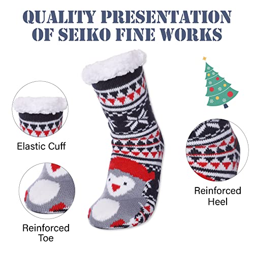 LINEMIN Girls Boys Warm Slipper Socks Child Cozy Soft Fleece Lined Thick Sherpa Winter Indoor Christmas Socks4