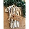 Primitives Supplies for 12 Primitive 6 Muslin Fabric Candy Canes Christmas Farmhouse Ornaments for Home Holiday Decor DIY Craft