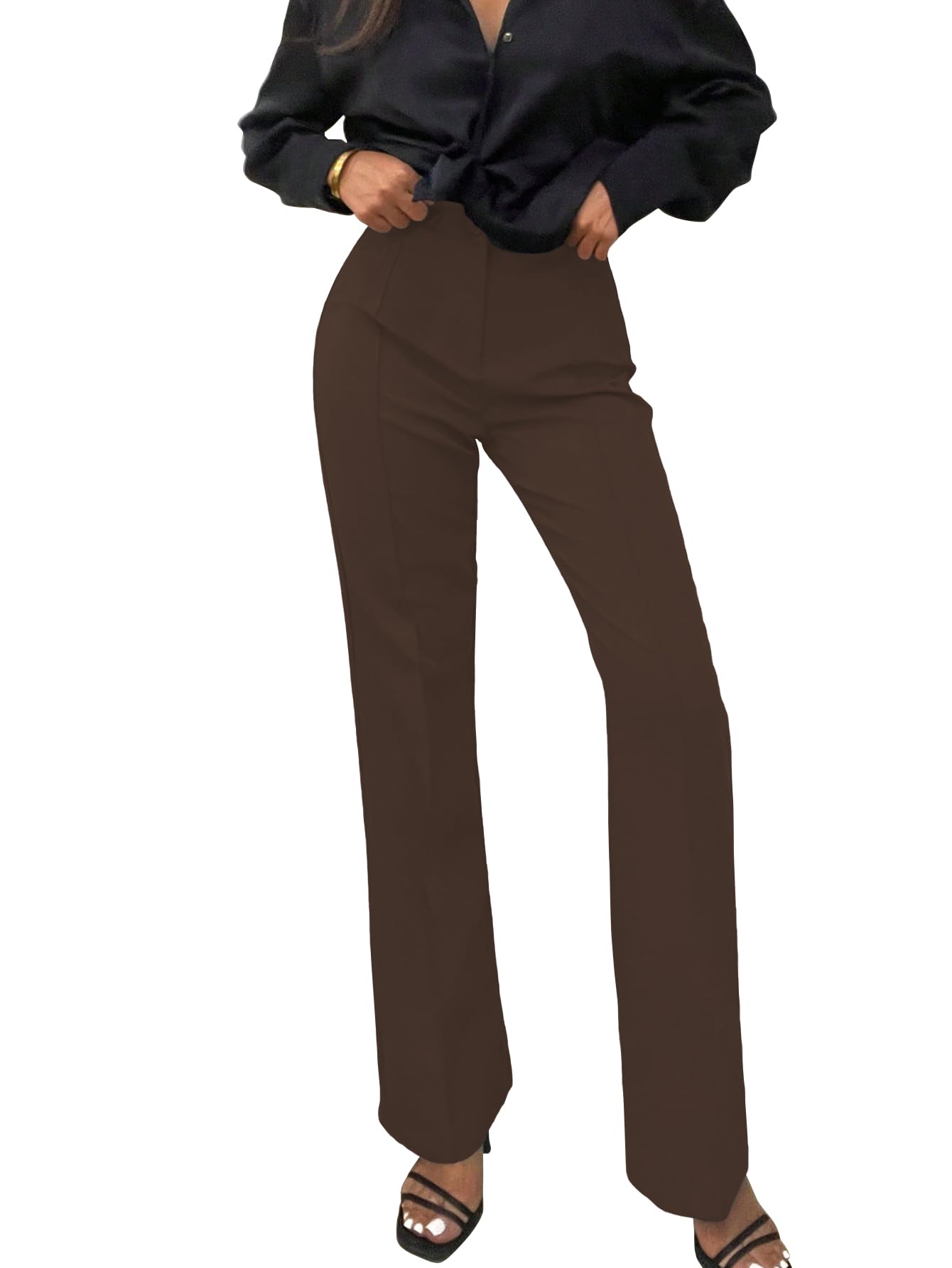 shasmi Women’s High Waist Trousers – Seam Detail Straight Leg Pants & Elegant Flared Trousers | Casual Spring/Fall Regular Fit Ladies Pants (Trouser 256)-picture-16