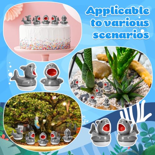 Image of 50 Pcs Shark Ducks Toy Figures, Mini Resin Ducks Bulk, Tiny Duck Figurine Dress up Game Toy for Summer Party Favors (Shark Duck)