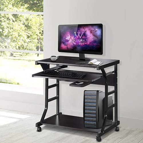 Officejoy Computer Desk Cart Home Office Desk, Mobile Laptop Table Workstation Writing Desk Study Desk With Keyboard Tray, Printer Shelf On Wheels #TOP1