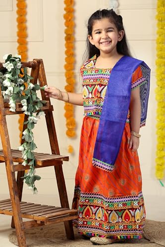 Image of AHHAAAA Kids Embroidered Traditional Ghoomar Lehenga Choli |Chania Choli|Radha Dress|Navratri /Dandiya /Garba Dress with Dupatta for Girls Y0040