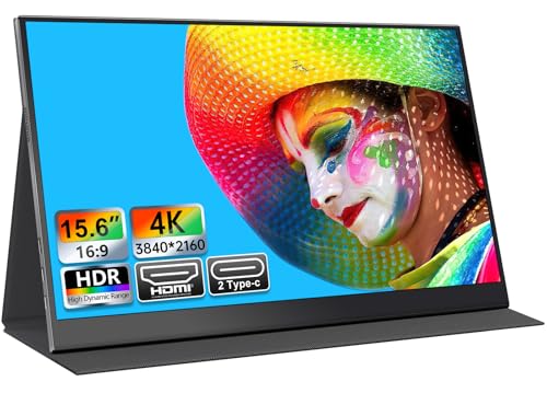 Image of 4K Portable Monitor - 15.6 Inch 3840x2160 Resolution, 100% sRGB, IPS Screen with Built-in Speakers, USB-C /HDMI Connectivity, External Second Monitor for Laptop /MacBook /Switch /PS5 /PS4 /Xbox