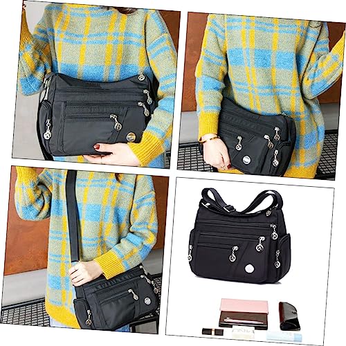 1pc Waterproof Nylon Crossbody Bag Casual Satchel-style Bag Storage Tote Waterproof Shoulder Portable Versatile Waterproof Hand Lightweight Cross Body Black4