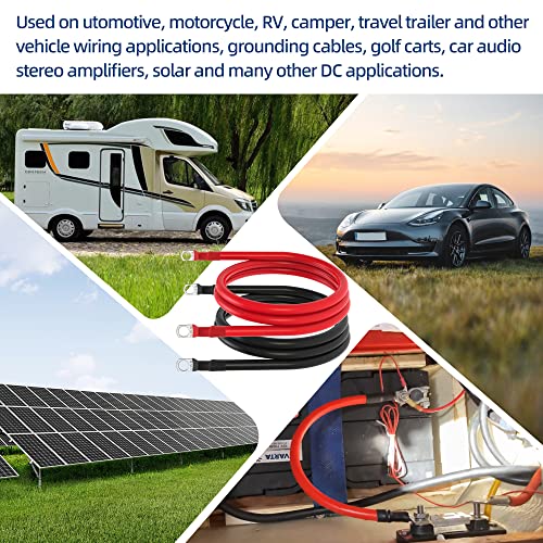 4 Awg Battery Cable 4 Gauge Battery Wires With 3/8 Terminals Power Inverter Cables For Solar Boat Marine Rv Car (4Ft, 1 Red+1 Black Cable) #TOP3