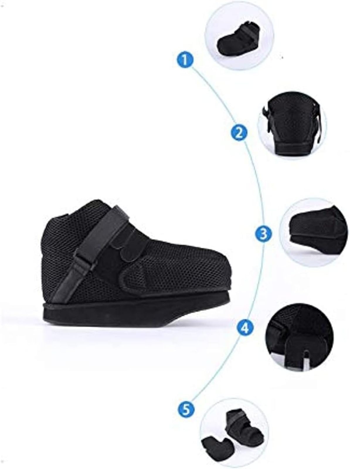 Talón De Descarga De Zapatos Postoperatorios Para Pie O Dedo Del Pie Roto Talón O Tobillo Dolor Ulceraciones Pies Heridas Zapato De Punta Abierta Postoperatorio Ajustable Para Hombres Y Mujeres,28cm