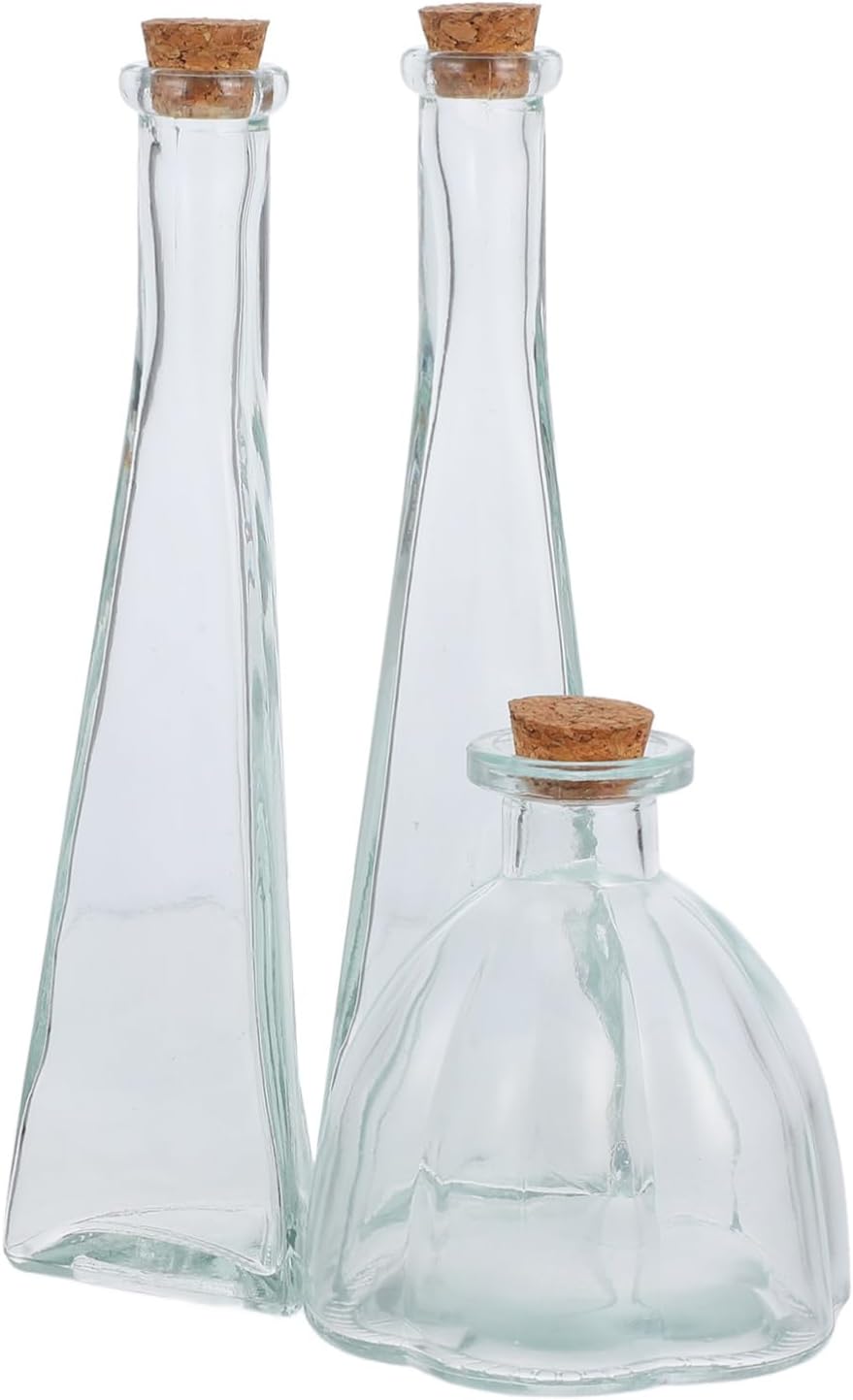 Zerodeko 3Pcs Wedding Sand Ceremony Vintage Glass Bottles with Cork Stoppers Decorative Keepsake Jars for Honeymoon and Ceremony for Unity Rituals and Unique Wedding