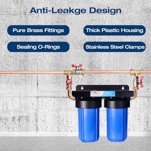 Image of H&G Lifestyles Water Descaler Whole House, 2 Stage 10 inch x 4.5 inch Water Filter | Whole House Water Filtration, Remove Scale Filter,Saltless Water Softener, Remove Chlorine Heavy Metal,Reduce Scale Buildup