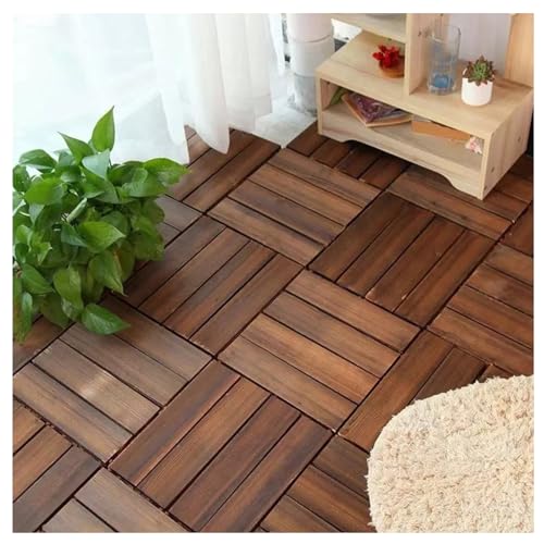Paquete de 36 azulejos de madera dura para patio, para exteriores, entrelazados, azulejos de patio entrelazados de 12 x 12 pulgadas, 9 unidades