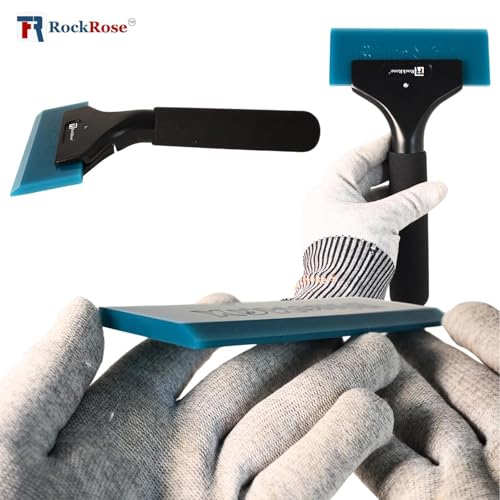 Image of RockRose Elite 8 inch Cast Aluminum Squeegee - Sturdy Long-Handle Anti-Slip Grip Precision Blade Change with Allen Wrench Professional Window Tint Application Tool
