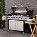 CHARLES BENTLEY 7 Burner Premium Gas BBQ Barbecue with Side Burner, Warming Rack, Double Layered Hood, Side Table, Thermometer, Utensil Hooks, Bottle Opener, And More In Silver (152.5x110cm)