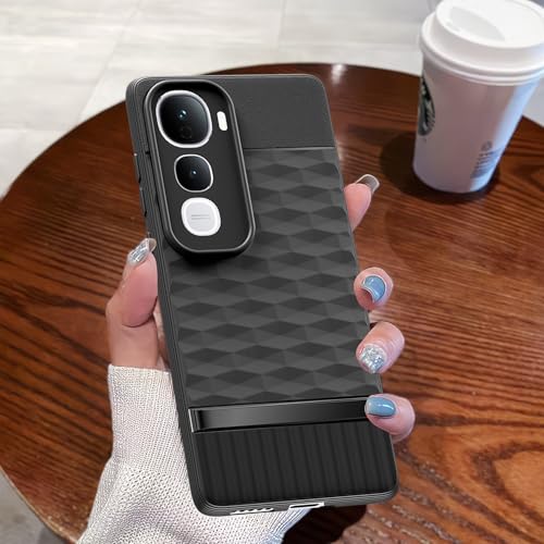 Image of Pikkme Back Cover for Vivo Y400 5G Soft Grip 3D Hexa Cube Texture Silicone Bumper Case (Black)