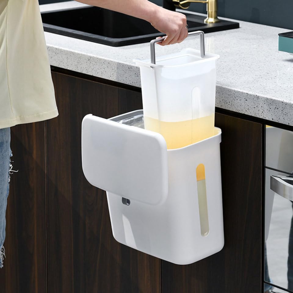 Caneca de basura blanca de plástico para puerta de gabinete miniatura 7