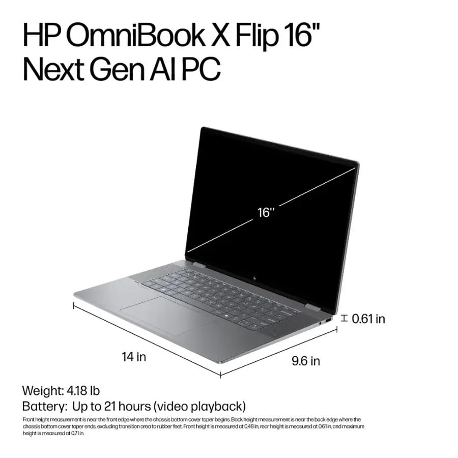 Image of HP OmniBook X Flip 2-in-1 Laptop 16 inch WUXGA IPS Touchscreen AMD Ryzen AI 5 340 16GB LPDDR5 1TB SSD AMD Radeon 840M Graphics Wi-Fi 6E Backlit Keyboard 5MP + IR Camera Win11 Home w /ONT 32GB USB