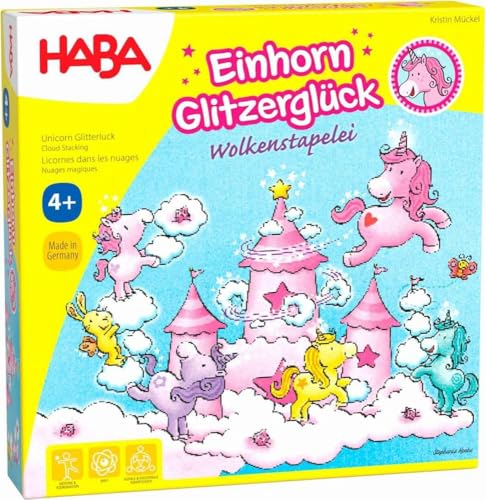 HABA 304539 - Einhorn Glitzerglück - Wolkenstapelei, kooperatives...