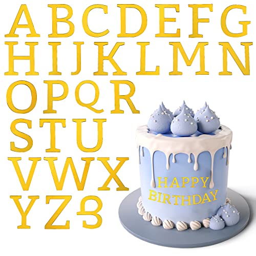 Kit Alphabet Gâteau, Lettres pour Gâteau les Lettres pour Gâteaux avec Lettre A-Z pour la Décoration de Gâteau de Remise des Diplômes de Mariage de Fête d'Anniversaire (Doré)