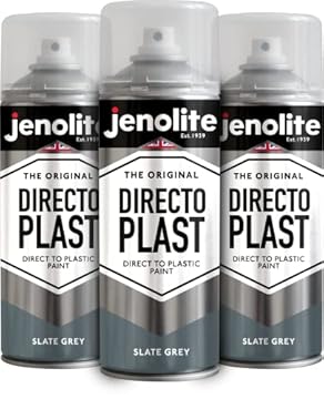 JENOLITE Directoplast Gloss Spray Paint | SLATE GREY | 3x400ml | Paint for Plastic Surfaces | For All Types Of Plastic | No Primer Required Multi Surface Paint | Spray Paint for Plastic | RAL 7031