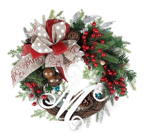 Couronne de porte de Noël artificielle au design hivernal rétro d'exception
