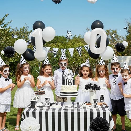 Image of TONIFUL Number Balloon 16 Inch 10 Pcs White 0-9 Birthday Number Balloons | Small Custom Digital Mylar Foil Ballons for Birthday Baby Shower Graduation Anniversary 2027 New Year Eve Party Decorations