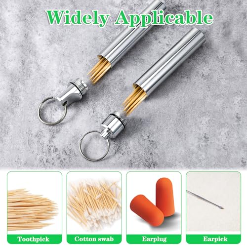 Oruola 4 Stück Zahnstocher Behälter,Zahnstocherspender,Zahnstocher für Unterwegs,Zahnstocherhalter,Schwarz und Silber Reisezahnstocher Metall,Portable Zahnstochers Dosen für Outdoor,Picknick,Camping