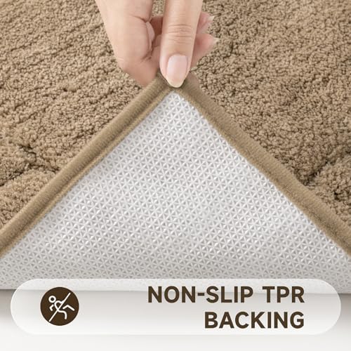 Pauwer Bathroom Rugs Set 5 Piece, Microfiber Bath Mat Set, Khaki - image 5