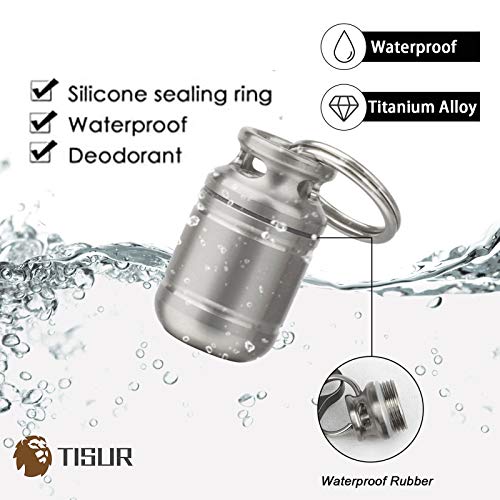 Image of Micro Keychain Pill Holder.TISUR Titanium Pill Case Waterproof Pill Fob for Emergency Aspirin & Nitroglycerin for Travel Purse Pocket (Micro Gas Tank)