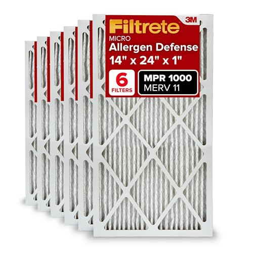 Image of Filtrete 14x24x1 Air Filter, MERV 11, MPR 1000, Allergen Defense, 3-Month AC and Furnace Filter, Easy on Air Flow, 6 HVAC Filters (Actual Size 13.81x23.81x0.81 in)