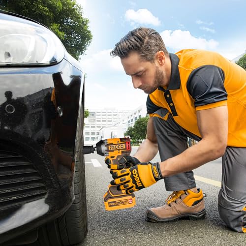 Ingco Brushless Impact Wrench 500Nm Nut-Busting Torque 650Nm, 20V Cordless 1/2Inch Battery Impact Gun, 2200RPM with 2Pcs 4.0Ah Battery and 1Pcs Fast Charger CIWLI2050 - Image 3