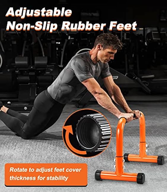 TABEKE Push Up Bar, 12 High Parallettes Bars & Dip Bar With Full-Cover Foam Handles, No Wobbling Calisthenics Equipment For Handstand, L-Sit, Gymnastics, Strength Training Home Gym