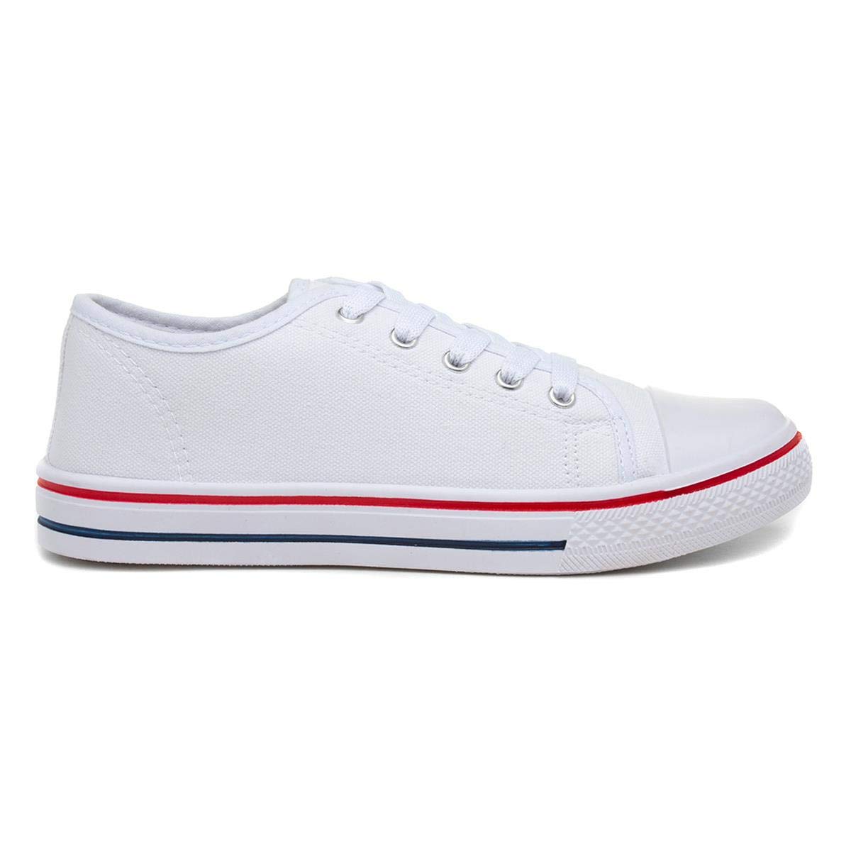 Womens Lace Up Canvas Pump in White