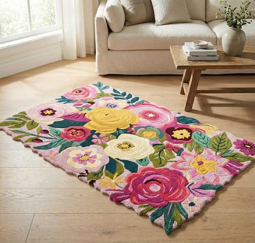 Tapete de lana floral multicolor 8' x 10' miniatura 3