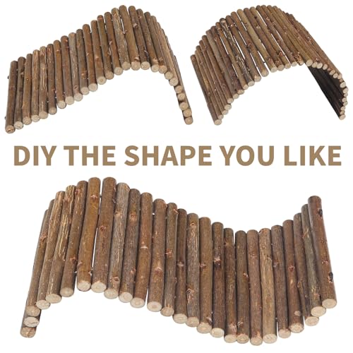 QUOZUO 2PCS Reptile Hideout Hermit Crab Bendable Bridge, Wooden Hermit Crab Hideout Climbing Toys, Reptile Tank Habitat Decor Hiding Hut for Lizards, Mice, Spiders - Image 3