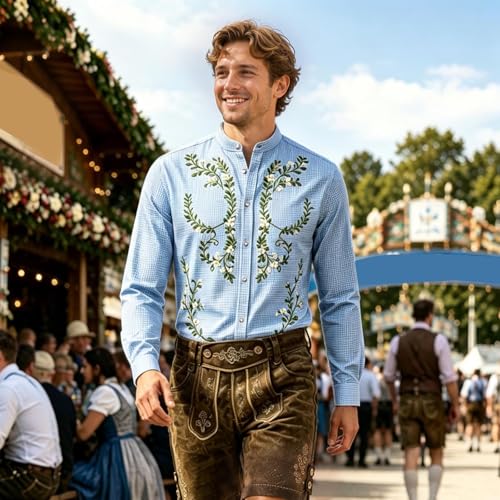 Camisa occidental de manga larga con estampado vaquero y solapa vintage 3