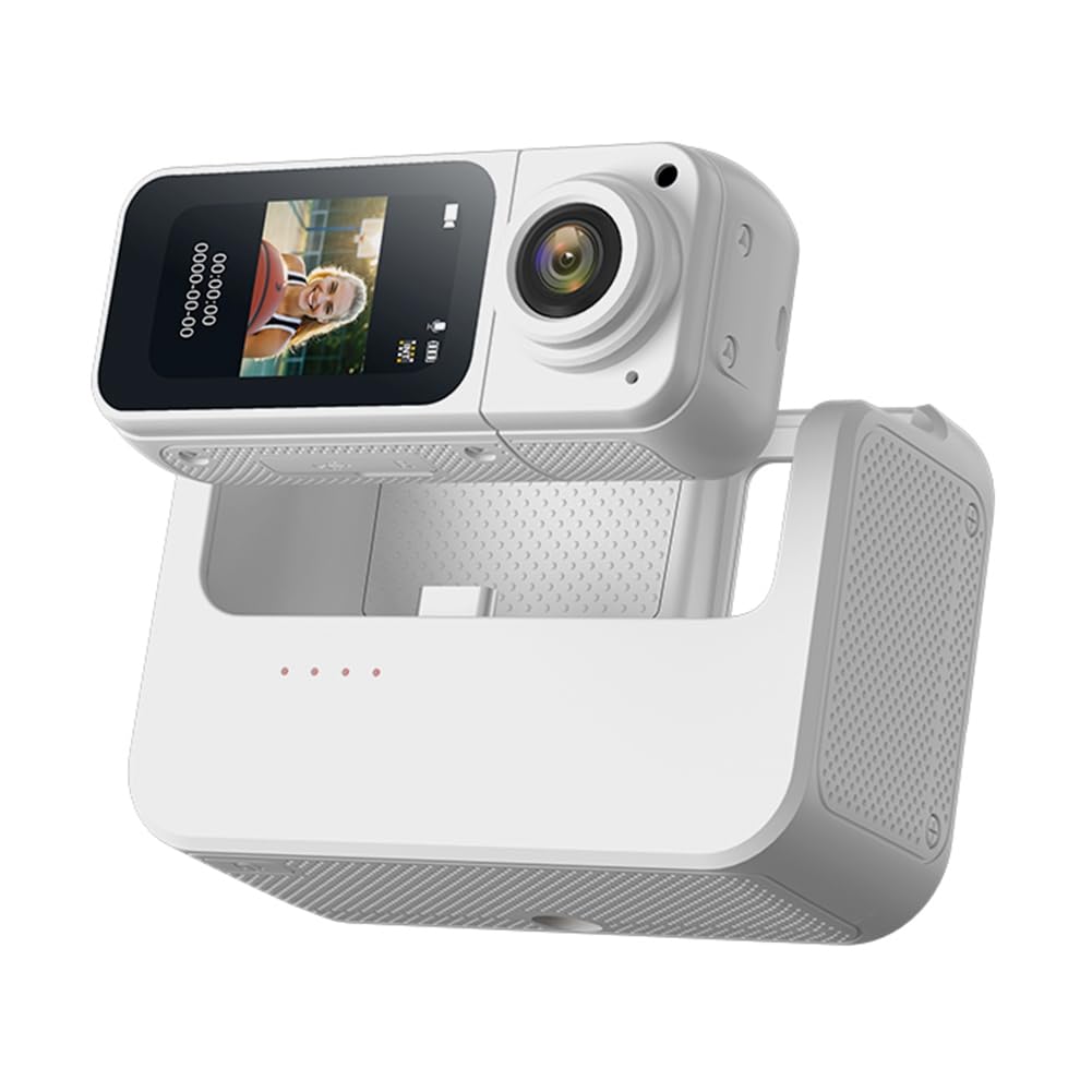2.7K Thumb Camera WiFi Action Camera 180° Rotazione Sport Cam DV Ciclismo Registratore Videocamera con di Ricarica Bianca