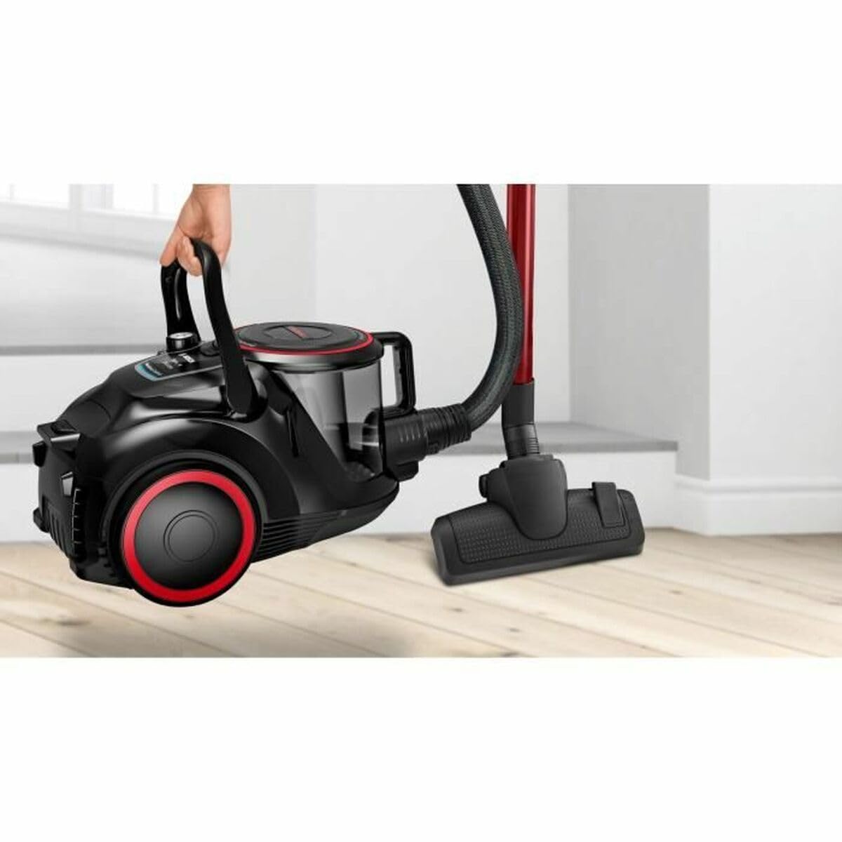 Bosch - Serie 6 Aspirador sin Bolsa, SmartSensor Control, Tecnología QuattroPower, Cepillo Turbo, Filtro HEPA Lavable, Negro, BGS41POW1
