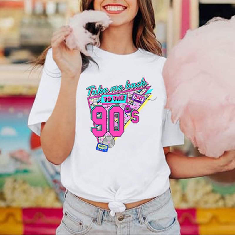 BINTEHGS 90s Outfit for Women Vintage Graphic Tees 90'S Outfits Shirts Woman Crew Neck Casual 90s Birthday Party Gift Clothes3