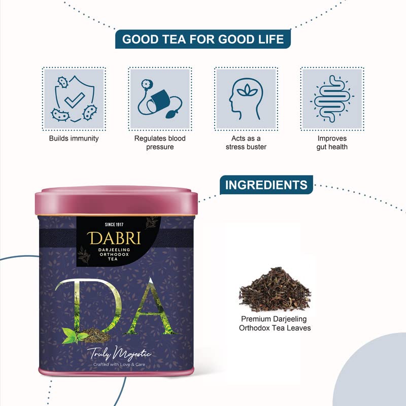 Image of DABRI Original Green Tea Tin Box 40gm & Darjeeling Orthodox Tea Tin Box 80gm - 120gm Combo|Natural Flavoured Loose Leaf|Antioxidant-Rich|Premium Organic Blend| Immunity, Digestion & Stress Support