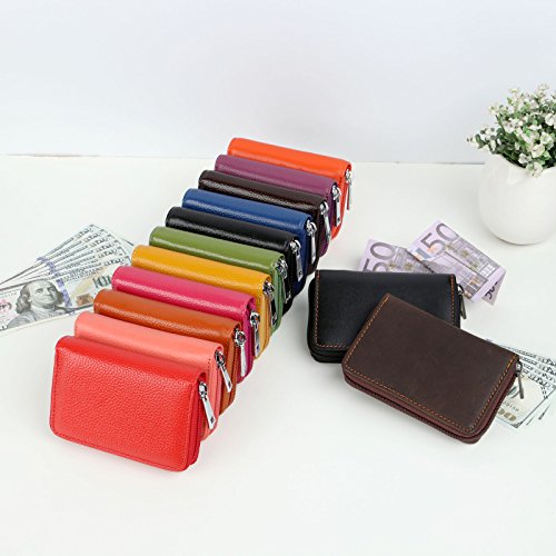 Porta Carte di Credito per Donna Uomo Pelle (Nero)...