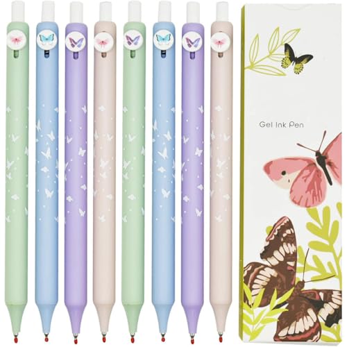 Set de 8 bolígrafos gel con mariposa y tinta negra miniatura 1