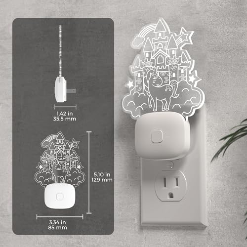 Image of L LOHAS LED Night Lights for Kids, Acrylic Carved Castle Design | 8-Color Changing, Dusk to Dawn Sensor, Plug in Kids Night Lights for Baby, Girls Bedroom, 1 Pack