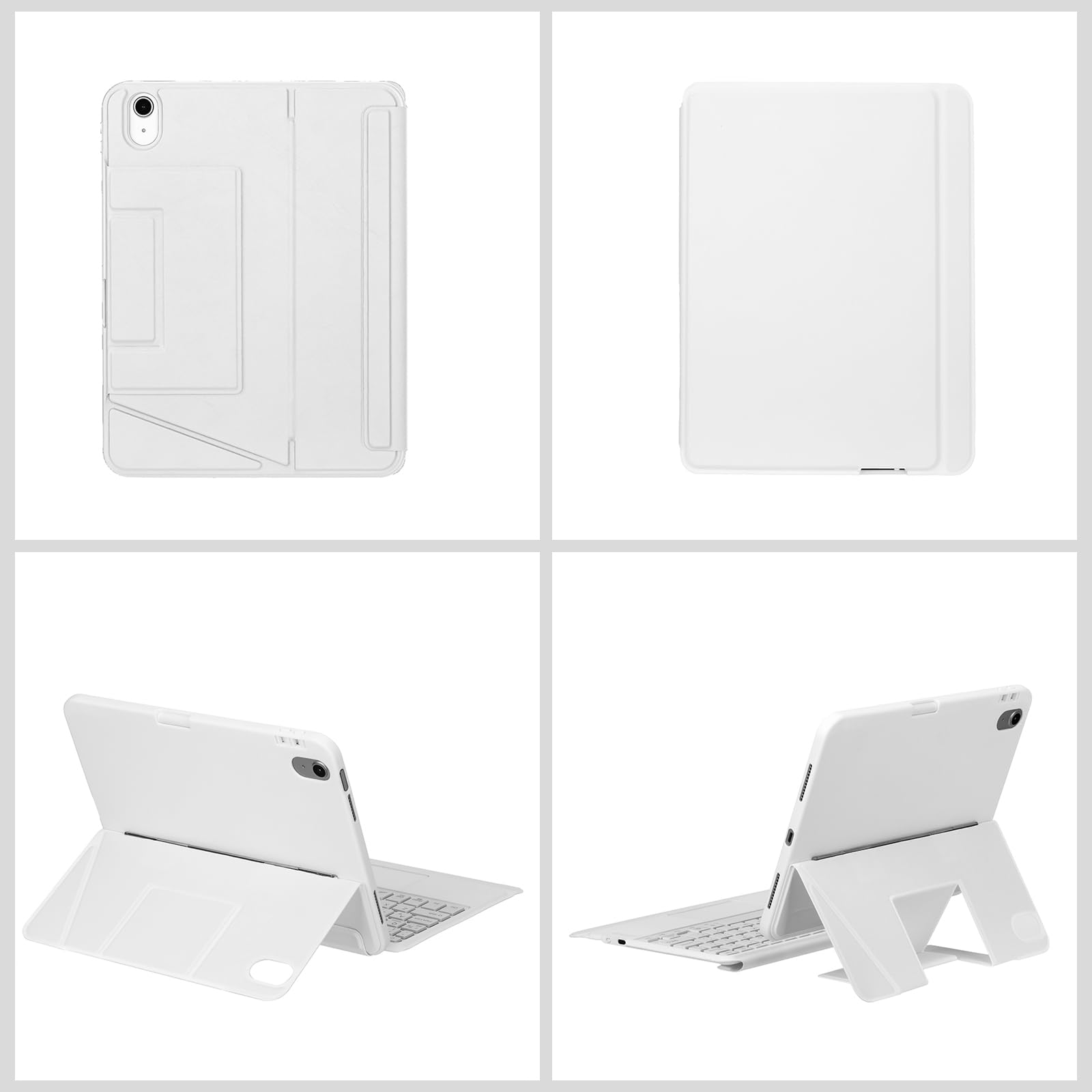 Funda Teclado para iPad A16 de 11ª Generación 2025/10ª Generación 2022, AZERTY francés Funda Teclado Bluetooth Magnética Desmontable con Portalápices para iPad 10/11eme Gén de 10,9/11 pulgadas, Blanco