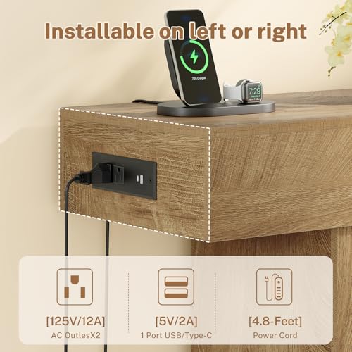 Image of 63 inch Entryway Table with Smart RGB Lights and Charging Station, Narrow Console Table with App-Controlled and Music Sync, Farmhouse Entry Way with Open Storage for Living Room, Hallway, Behind Couch