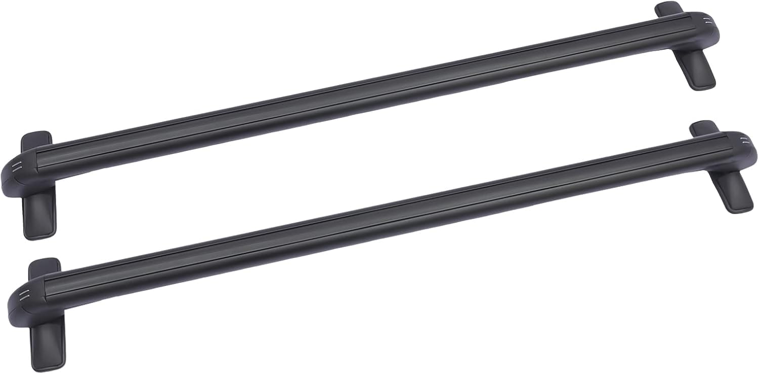 Lot de 2 barres de toit universelles en aluminium avec serrures pour porte-vélos, SUP, kayak, coffre de toit, camping et aventures en plein air, jusqu'à 75 kg