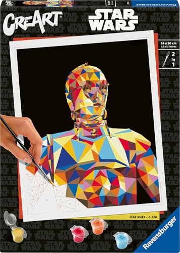 Ravensburger CreArt 23894 - C-3PO - Star Wars Malen nach Zahlen Erwachsene, DIY Malset mit Pinsel und Acrylfarben, Geschenk für Frauen und Männer, Malen für Erwachsene