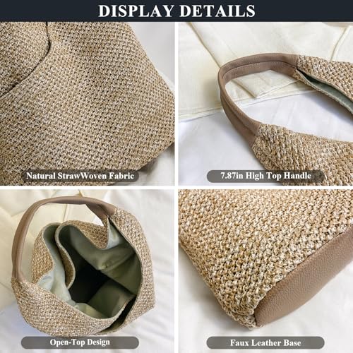 Bolso de playa de paja para mujer verano hobo tote miniatura 5