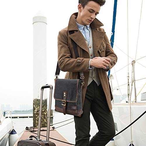SHANGRI-LA Small Messenger Bag for Men and Women Waxed Canvas Purse Waterproof Crossbody Shoulder Satchel Bag Sling Pack - Grey
