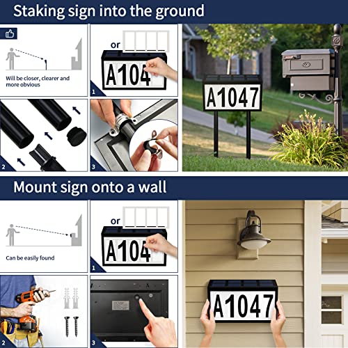 Lighted House Numbers For Outside, Solar Address Sign Led House Number Address Plaques For House Yard Garden Street Mailbox, Wall Mounted Or Inserted With Stakes #TOP4