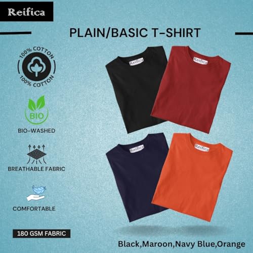 Image of Reifica Women's Plain Half Sleeve T-Shirt Combo Pack of 4