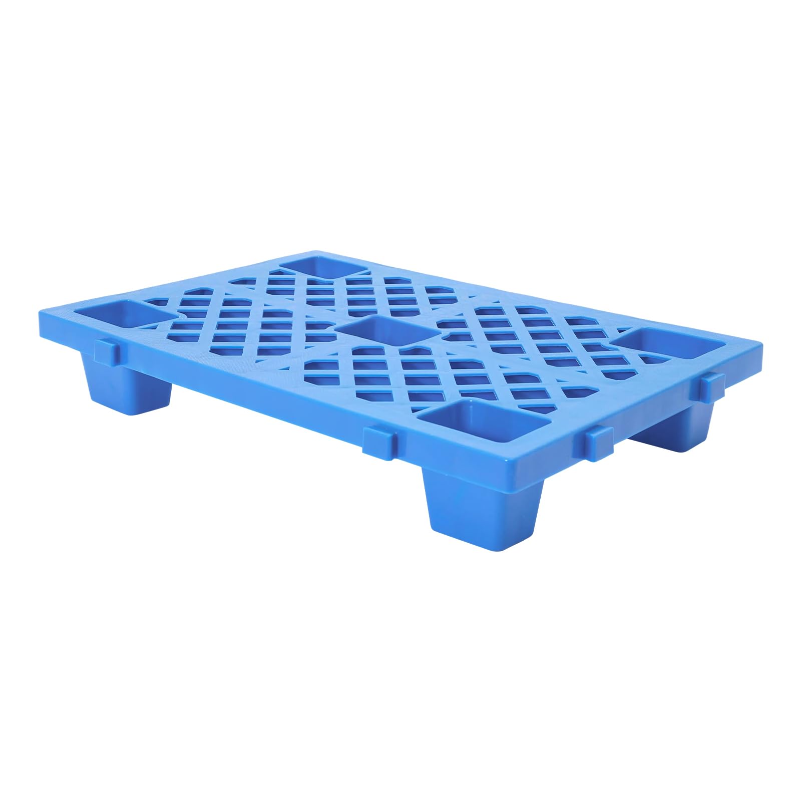 Juego de 6 paletas ligeras de plástico 60 × 40 × 10 cm, apilables de HDPE/PP azul, paletas de almacenamiento universales con capacidad de carga de 100 kg, para almacén, cocina, balcón, trastero
